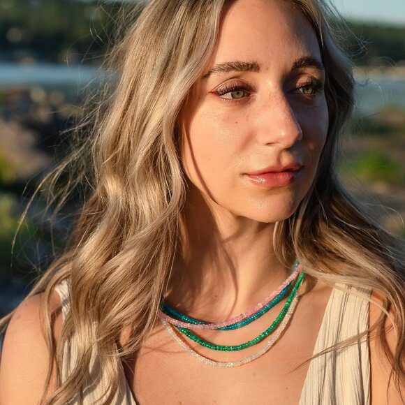 STUNNING AAA FIRE OPAL Beaded Necklace GORGEOUS Ethiopian FIRE Opals 3-4mm - Picture 3 of 14